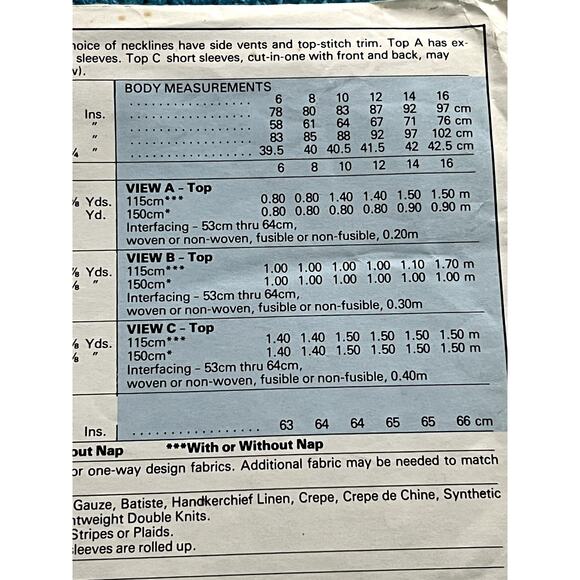 McCalls 7516 Sewing pattern top tshirt Scoop V neck size 14 - Picture 5 of 7